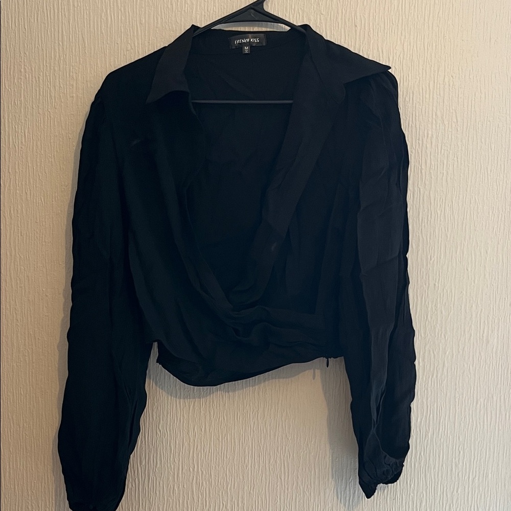 Elegant Black Draped Blouse